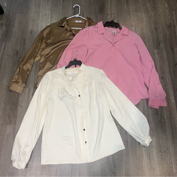Women’s XL/14 long sleeve button up work office business blouse, top, short 3 pc - Picture 1 of 6